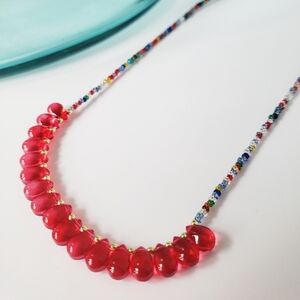 ENERGY NECKLACE 20 INCH HEALING CRYSTALS ON 925 STERLING SILVER RED